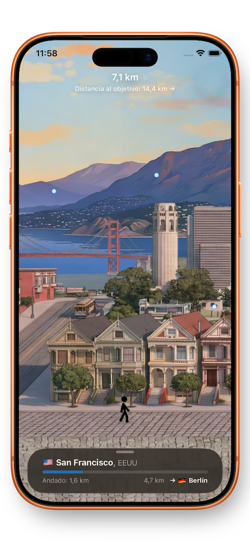 Walker app showing San Francisco, USA