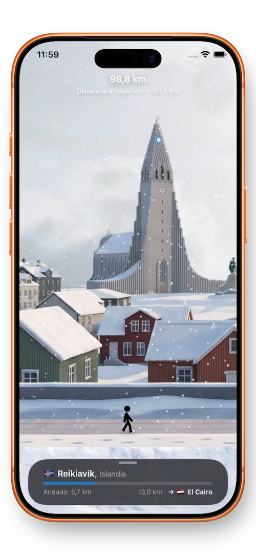 Walker app showing Reykjavik, Iceland